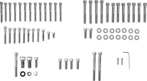 Drag Specialties Motor Bolt Set Chrome Silver Knurled Socket-Head