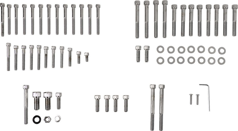 Drag Specialties Motor Bolt Set Chrome Silver Knurled Socket-Head - MK101