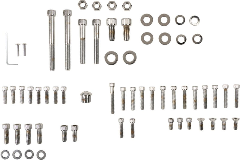 Drag Specialties Motor Bolt Set Chrome Silver Knurled Socket-Head