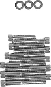 Drag Specialties Cam Cover Bolt Kit Chrome Silver Knurled Socket-Head Steel