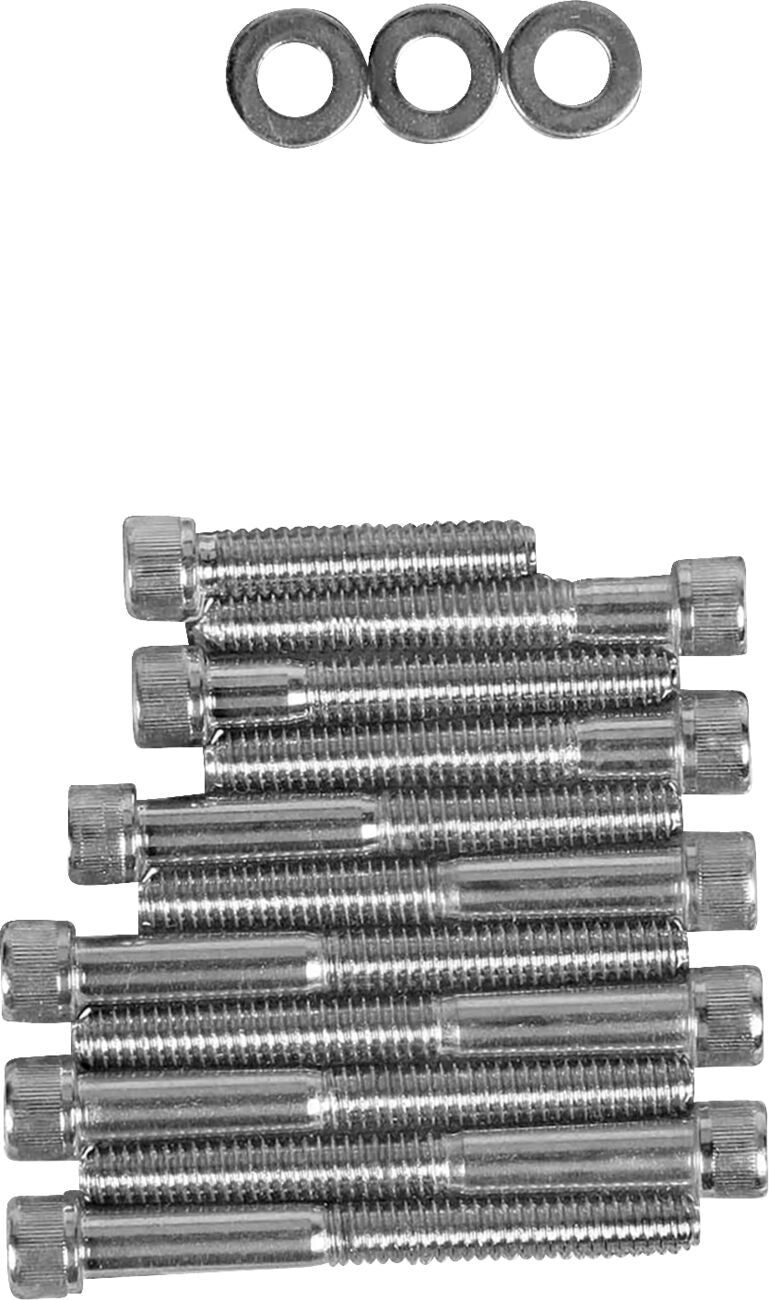 Drag Specialties Cam Cover Bolt Kit Chrome Silver Knurled Socket-Head Steel