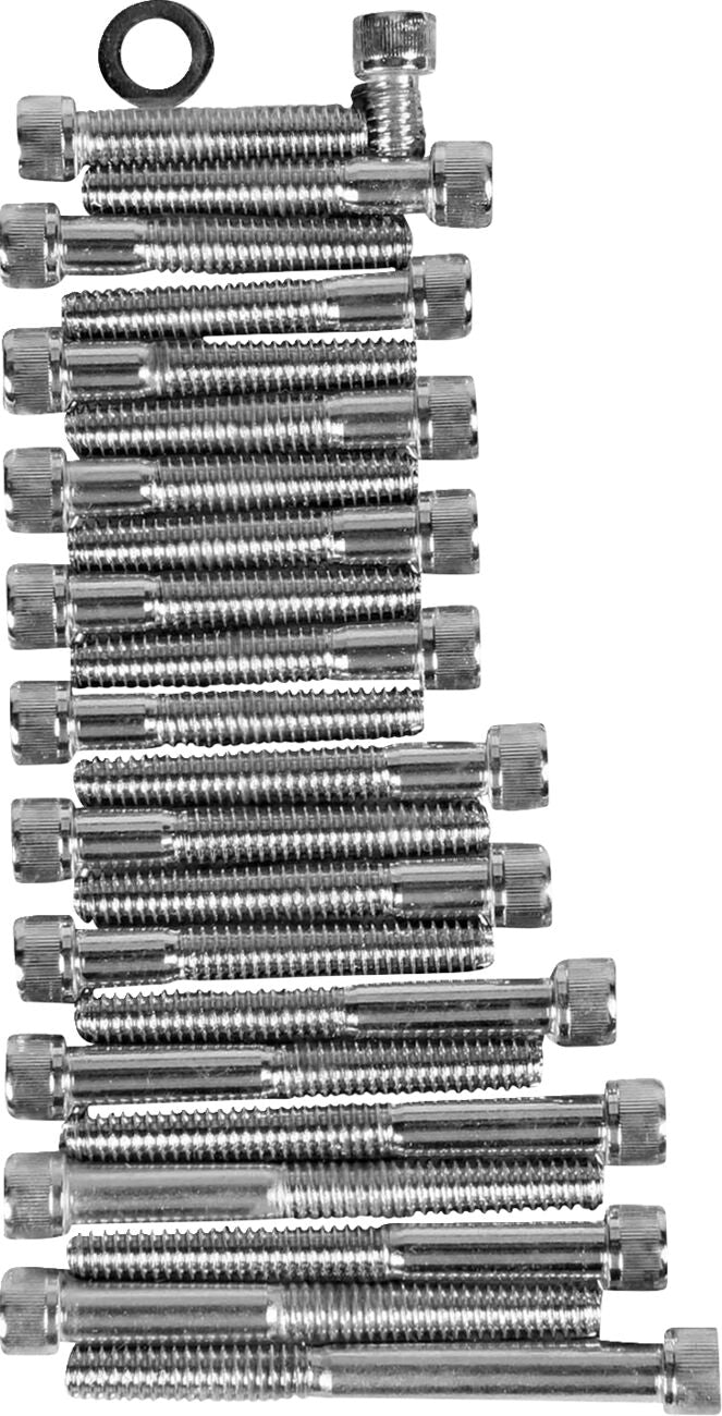 Drag Specialties Cam/Primary/Sprocket Cover Bolt Set Chrome Silver Knurled Socket-Head Cam Cover Primary Cover