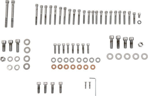 Drag Specialties Complete Motor Bolt Kit Chrome Silver Knurled Socket-Head Steel