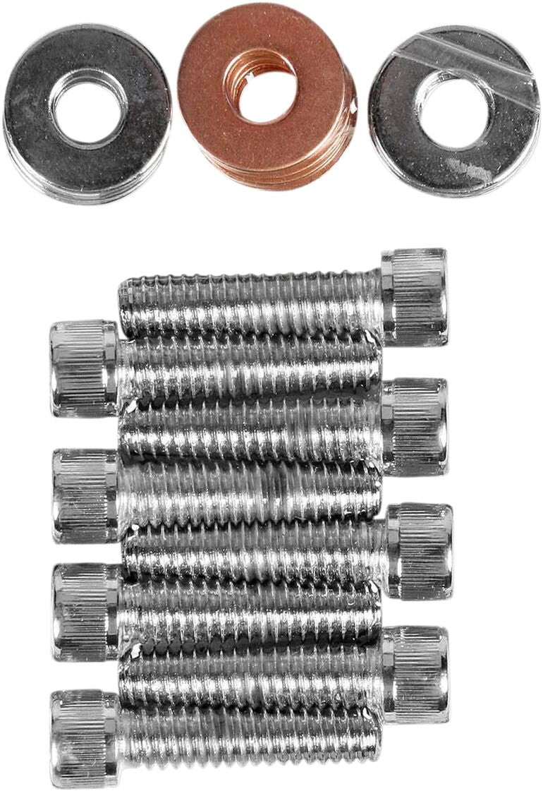 Drag Specialties Rocker Box Mount Bolt Set Chrome Silver Knurled Socket-Head