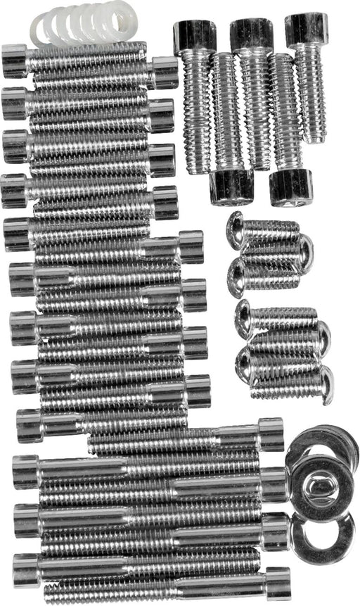 Drag Specialties Cam/Primary/Transmission Cover Bolt Set Chrome Silver Smooth Socket-Head Cam Cover Derby Cover