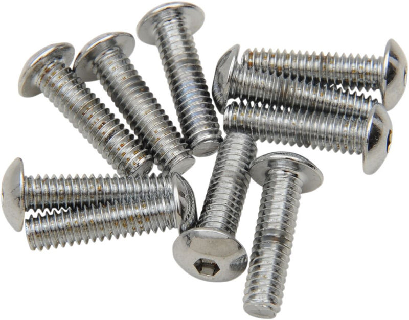 Drag Specialties Replacement Button Head Bolts Chrome Polished Silver 10 Pack - MPB262