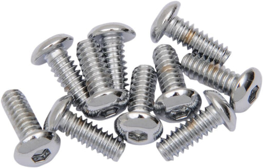 Drag Specialties Replacement Button Head Bolts Chrome Polished Silver 10 Pack