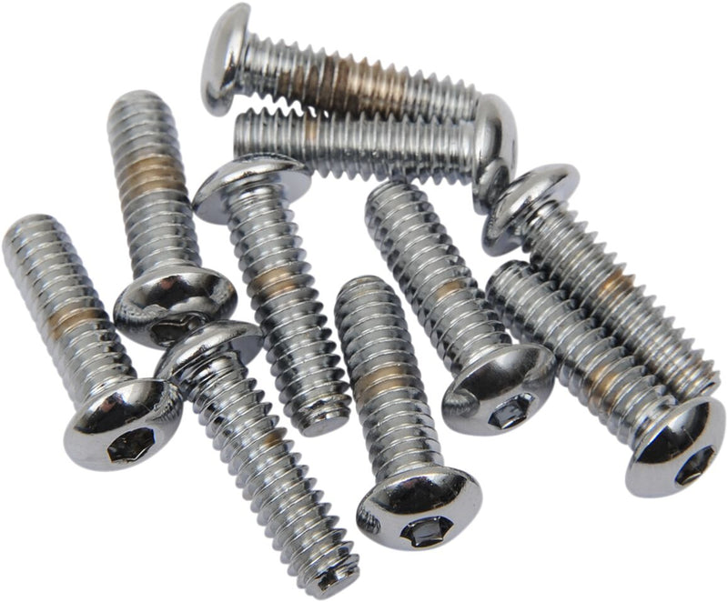 Drag Specialties Replacement Button Head Bolts Chrome Polished Silver 10 Pack
