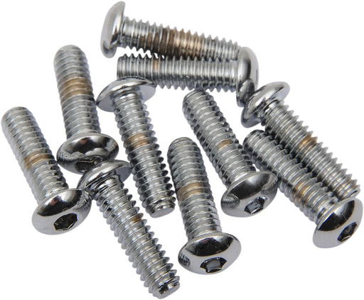 Drag Specialties Replacement Button Head Bolts Chrome Polished Silver 10 Pack