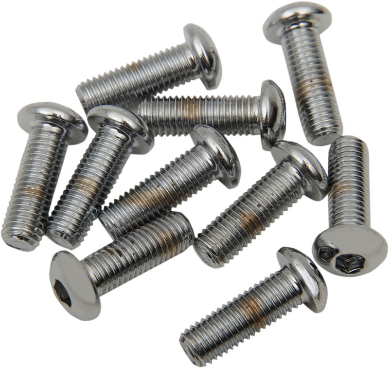 Drag Specialties Replacement Button Head Bolts Chrome Polished Silver 10 Pack