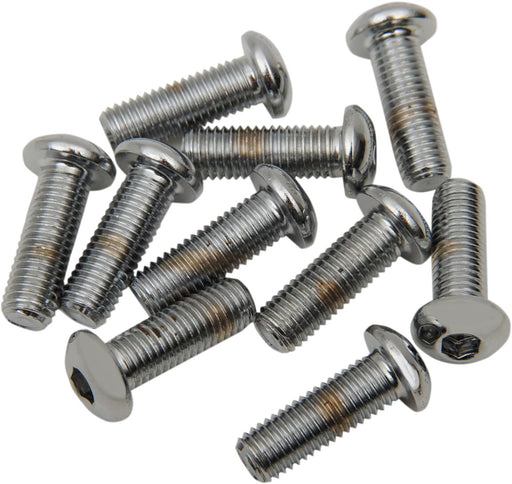 Drag Specialties Replacement Button Head Bolts Chrome Polished Silver 10 Pack