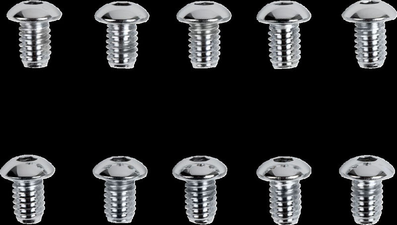Drag Specialties Replacement Button Head Bolts Chrome Polished Silver 10 Pack