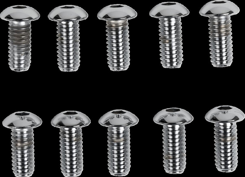 Drag Specialties Replacement Button Head Bolts Chrome Polished Silver 10 Pack - MPB416