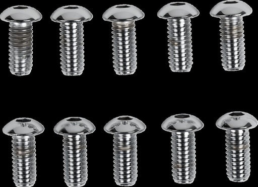 Drag Specialties Replacement Button Head Bolts Chrome Polished Silver 10 Pack