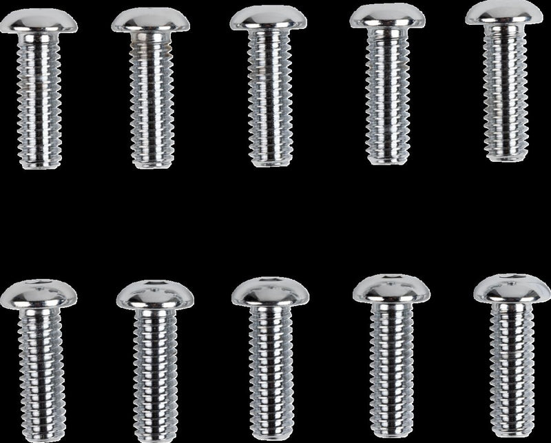 Drag Specialties Replacement Button Head Bolts Chrome Polished Silver 10 Pack - MPB417