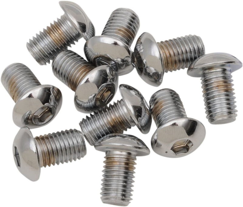 Drag Specialties Replacement Button Head Bolts Chrome Polished Silver 10 Pack