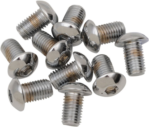 Drag Specialties Replacement Button Head Bolts Chrome Polished Silver 10 Pack
