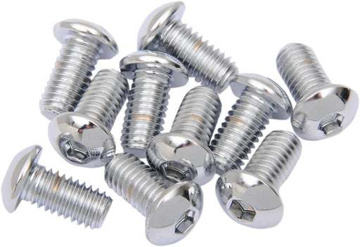 Drag Specialties Replacement Button Head Bolts Chrome Polished Silver 10 Pack