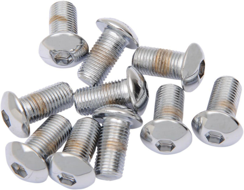 Drag Specialties Replacement Button Head Bolts Chrome Polished Silver 10 Pack
