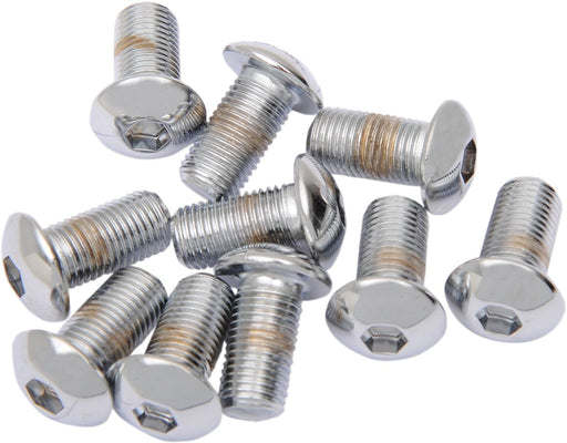 Drag Specialties Replacement Button Head Bolts Chrome Polished Silver 10 Pack