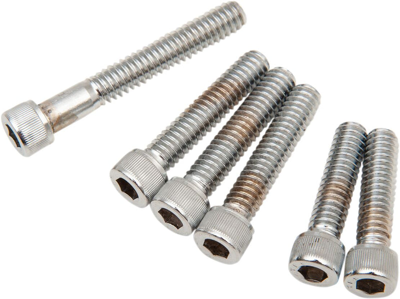 Drag Specialties Cam Cover Bolt Kit Chrome Silver Knurled Socket-Head Steel