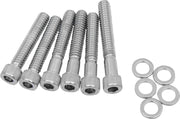 Drag Specialties Cam Cover Bolt Kit Chrome Silver Knurled Socket-Head Steel