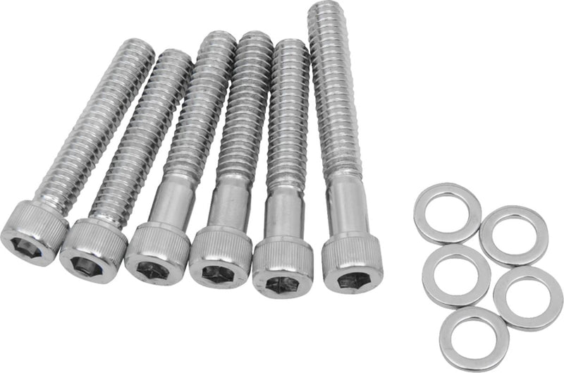 Drag Specialties Cam Cover Bolt Kit Chrome Silver Knurled Socket-Head Steel