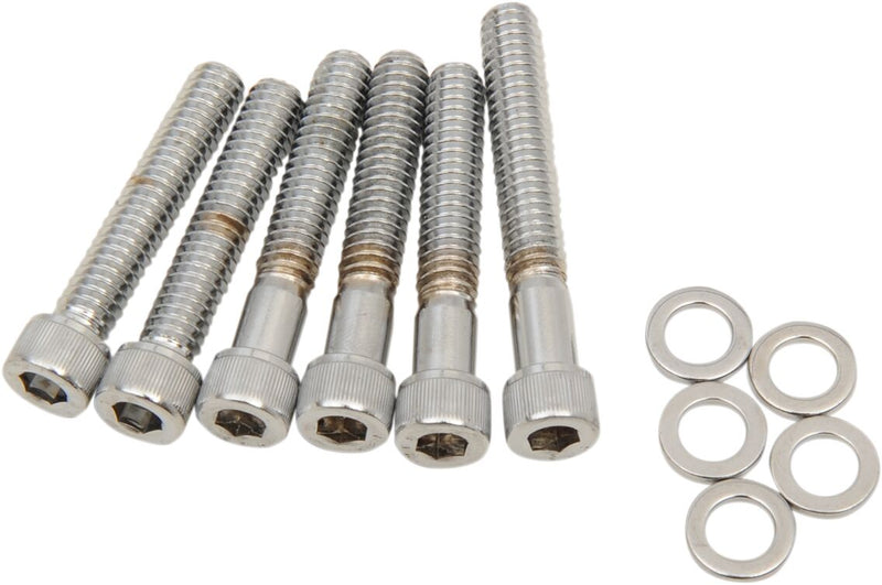 Drag Specialties Cam Cover Bolt Kit Chrome Silver Knurled Socket-Head Steel - MK212