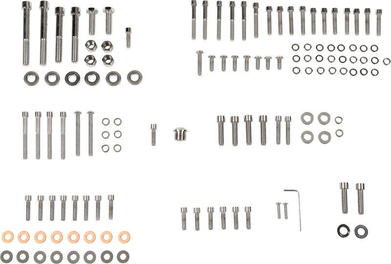 Drag Specialties Complete Motor Bolt Kit Chrome Silver Smooth Socket-Head Steel