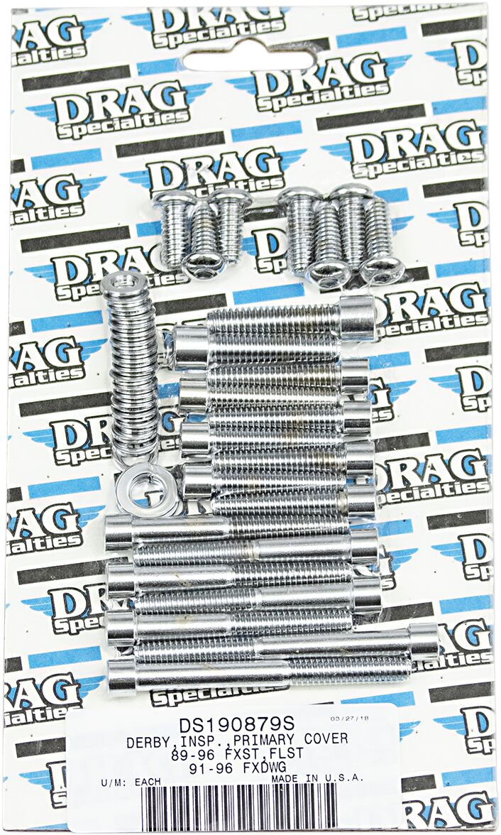 Drag Specialties Inner and Outer Primary/Derby/Inspection Covers Bolt Set Chrome Silver Smooth Socket-Head Derby Cover Inner Primary Cover