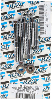 Drag Specialties Motor Mount Bolt Set Chrome Silver Smooth Socket-Head