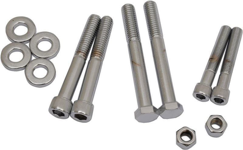 Drag Specialties Motor Mount Bolt Set Chrome Silver Knurled Socket-Head