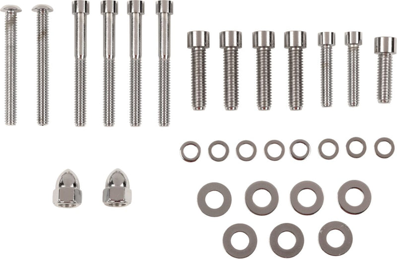 Drag Specialties Transmission End Cover and Bearing Support Plate Bolt Set Chrome Silver Smooth Socket-Head - MK268S