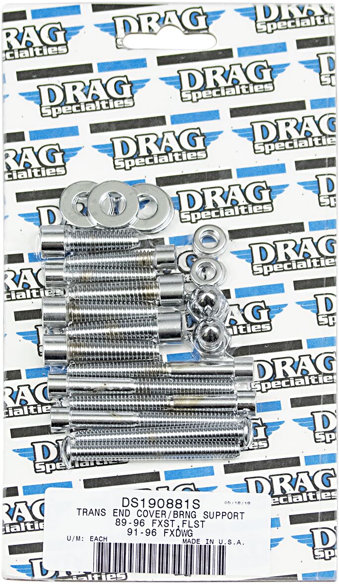 Drag Specialties Transmission End Cover and Bearing Support Plate Bolt Set Chrome Silver Smooth Socket-Head