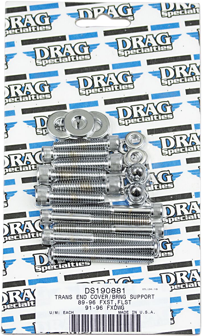 Drag Specialties Transmission End Cover and Bearing Support Plate Bolt Set Chrome Silver Knurled Socket-Head - MK268