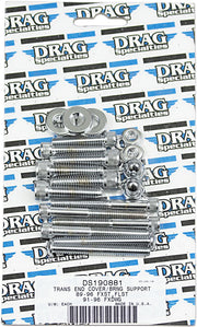 Drag Specialties Transmission End Cover and Bearing Support Plate Bolt Set Chrome Silver Knurled Socket-Head