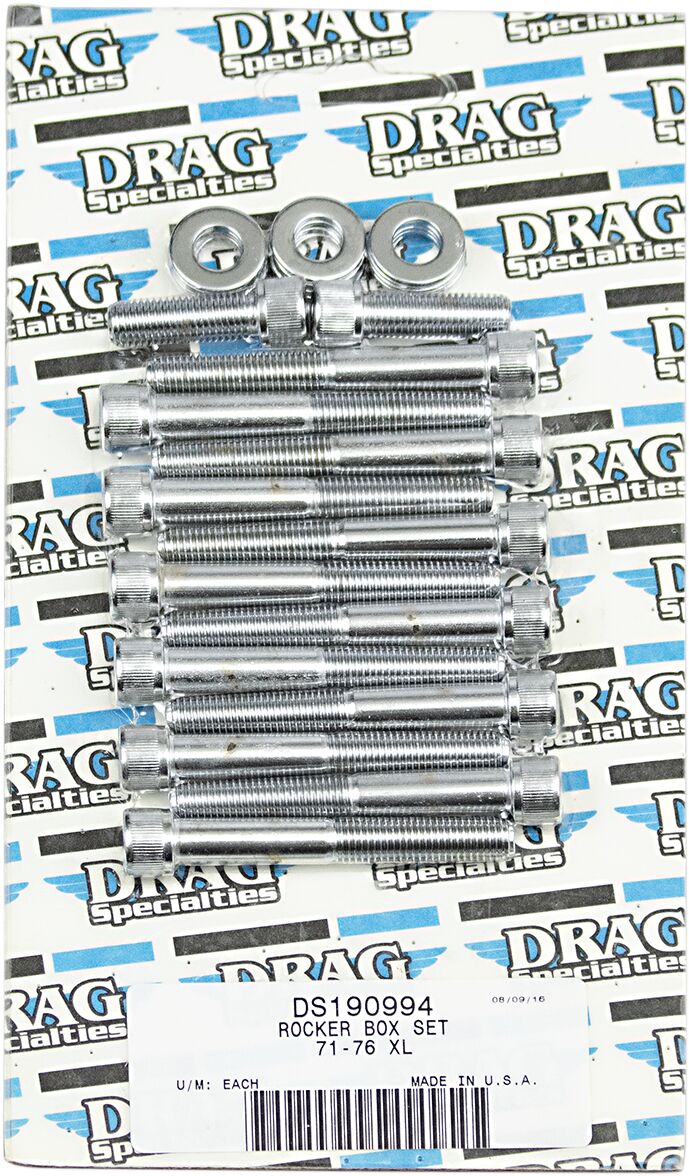 Drag Specialties Rocker Box Mount Bolt Set Chrome Silver Allen Head Knurled
