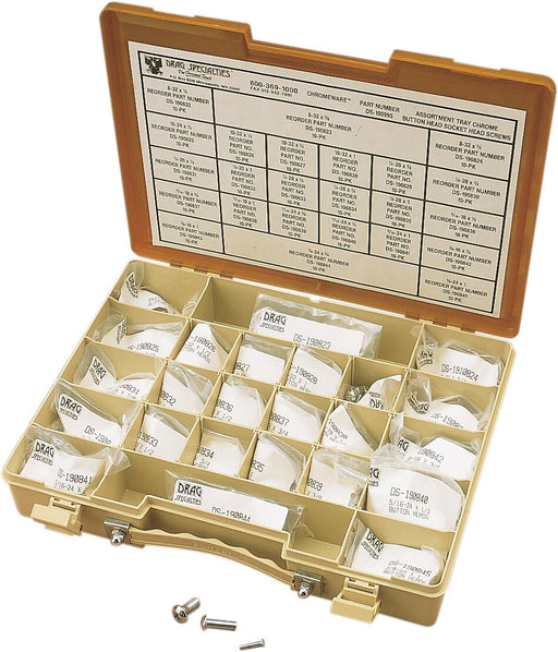 Drag Specialties Button Head Bolt Assortment Kit Chrome Polished Silver