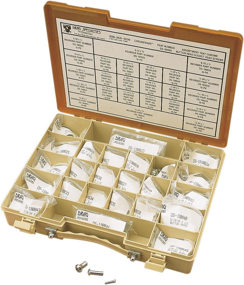 Drag Specialties Button Head Bolt Assortment Kit Chrome Polished Silver - MK210