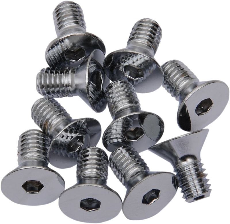 Drag Specialties Countersunk Socket-Head Bolts Silver 10 Pack
