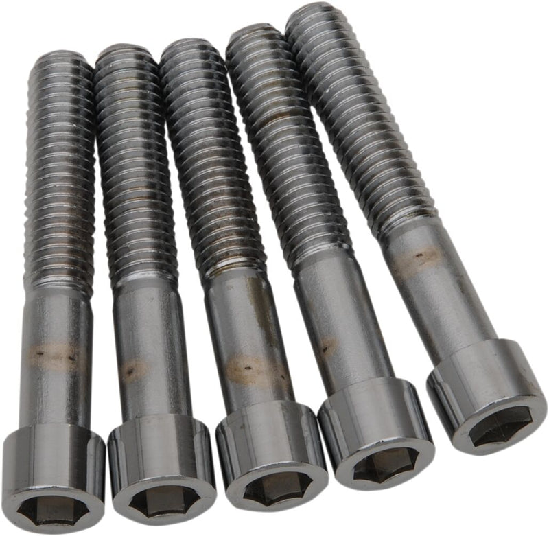 Drag Specialties Replacement Coarse Thread Socket-Head Bolts Chrome Polished Silver Smooth 5 Pack - MPB704S
