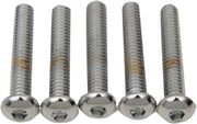 Drag Specialties Replacement Button Head Bolts Chrome Polished Silver 5 Pack