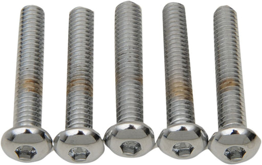 Drag Specialties Replacement Button Head Bolts Chrome Polished Silver 5 Pack