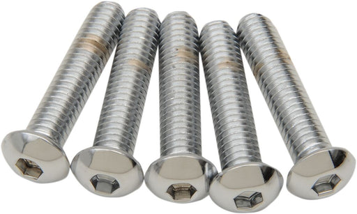 Drag Specialties Replacement Button Head Bolts Chrome Polished Silver 5 Pack