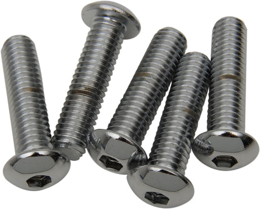 Drag Specialties Replacement Button Head Bolts Chrome Polished Silver 5 Pack