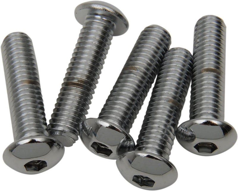 Drag Specialties Replacement Button Head Bolts Chrome Polished Silver 5 Pack - MPB829