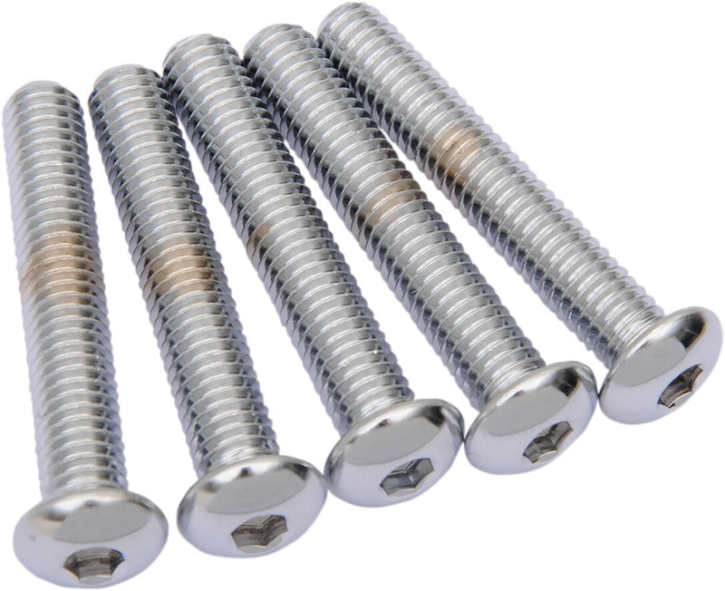 Drag Specialties Replacement Button Head Bolts Chrome Polished Silver 5 Pack - MPB834