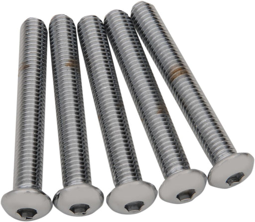 Drag Specialties Replacement Button Head Bolts Chrome Polished Silver 5 Pack