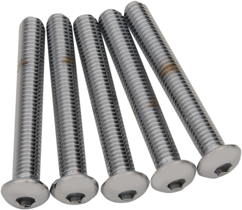 Drag Specialties Replacement Button Head Bolts Chrome Polished Silver 5 Pack