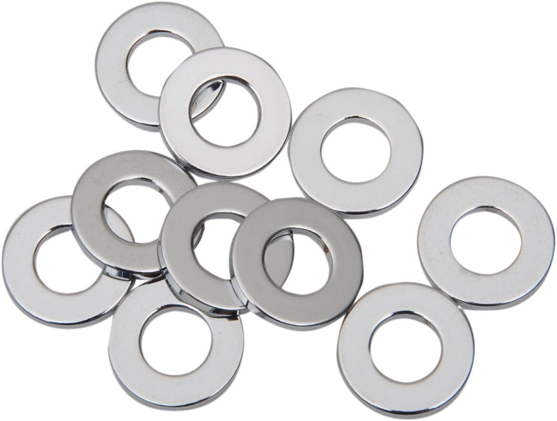 Drag Specialties Specialty Flat Washers Chrome Silver 10 Pack - MPB744
